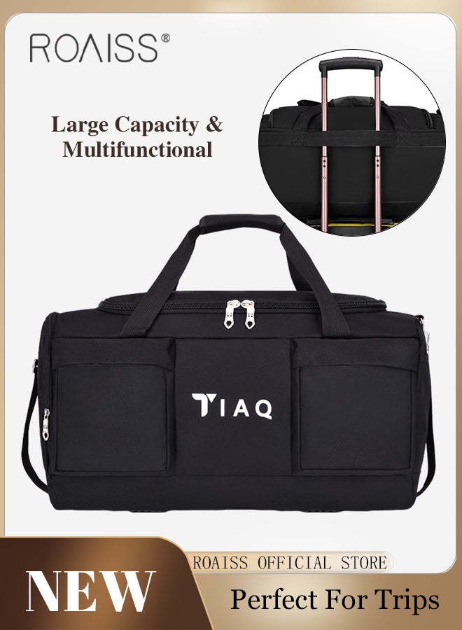 roaiss Unisex Oxford Fabric Multifunctional Luggage Bag Independent Shoe Position Dry and Wet Separation Fitness Shoulder Bag Large Capacity Wearresistant Training Travel Outdoor Sports Bag  - Image 2