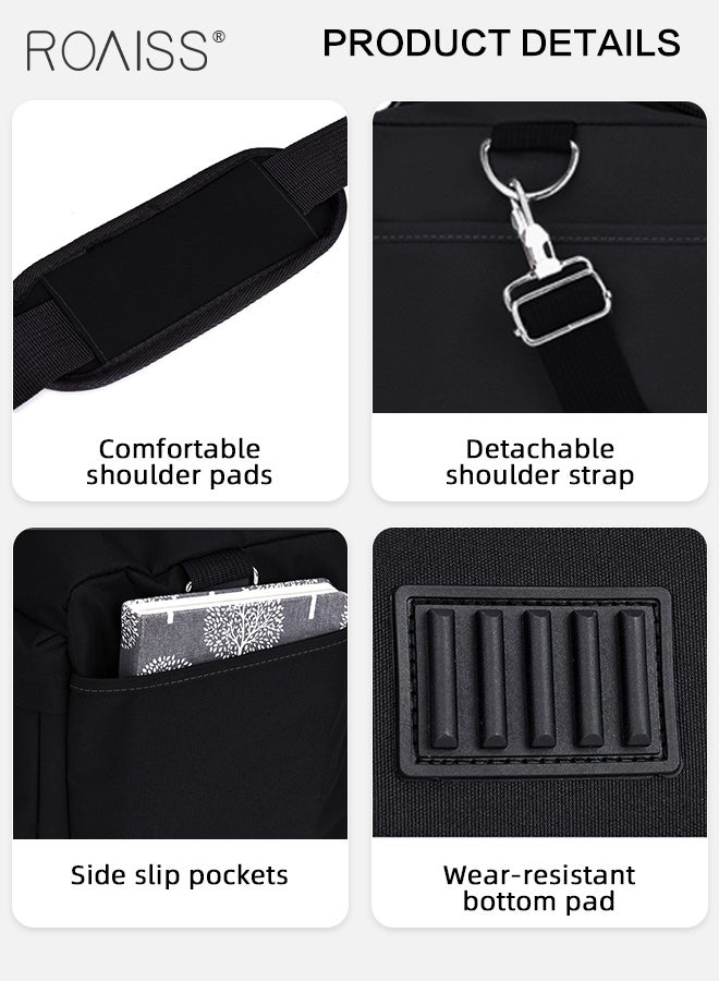 roaiss Unisex Oxford Fabric Multifunctional Luggage Bag Independent Shoe Position Dry and Wet Separation Fitness Shoulder Bag Large Capacity Wearresistant Training Travel Outdoor Sports Bag  - Image 5