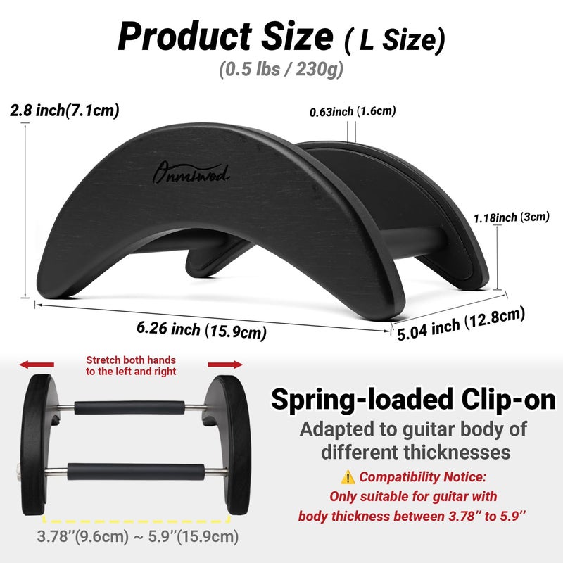 Onmiwod Acoustic Guitar Stand, Clip-On Self-Standing Black Wood Guitar Stand, Portable Lightweight Guitar Stand Floor, Guitar Holder for Travel and Stage, Gift for Acoustic, Classic and Folk Guitar L-Szie - Image 2