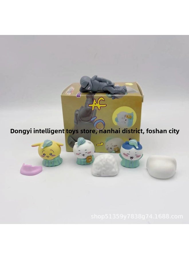 Generic - Self-mocking Bear Sleeping Time Sleeping Article Jiyika Wow Hand-made Model Toy Ornaments Blind Box Grabbing Machine Doll-Color:4 Types Of Octopus Self-mocking Bear (136g) With Egg Paper - Image 1