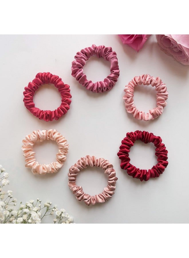 SILVR BEAR Luxury Satin Scrunchies, Satin Hair Ties for Thick, Thin & Curly Hair, Scrunchies for Women, Girls & Men Softer than Silk Hair Ties (Skinny Rose) - Image 1