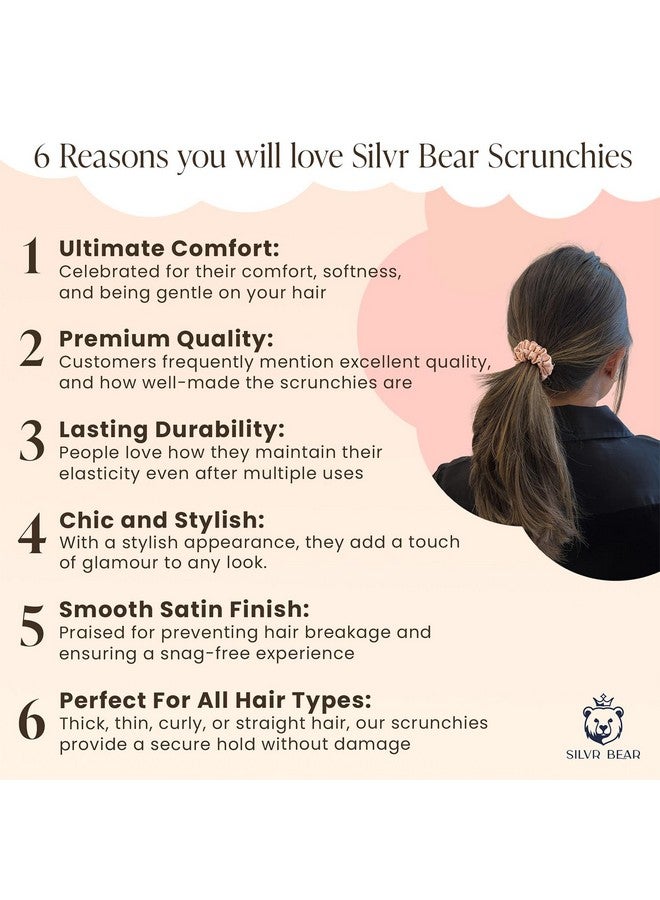 SILVR BEAR Luxury Satin Scrunchies, Satin Hair Ties for Thick, Thin & Curly Hair, Scrunchies for Women, Girls & Men Softer than Silk Hair Ties (Skinny Rose) - Image 3