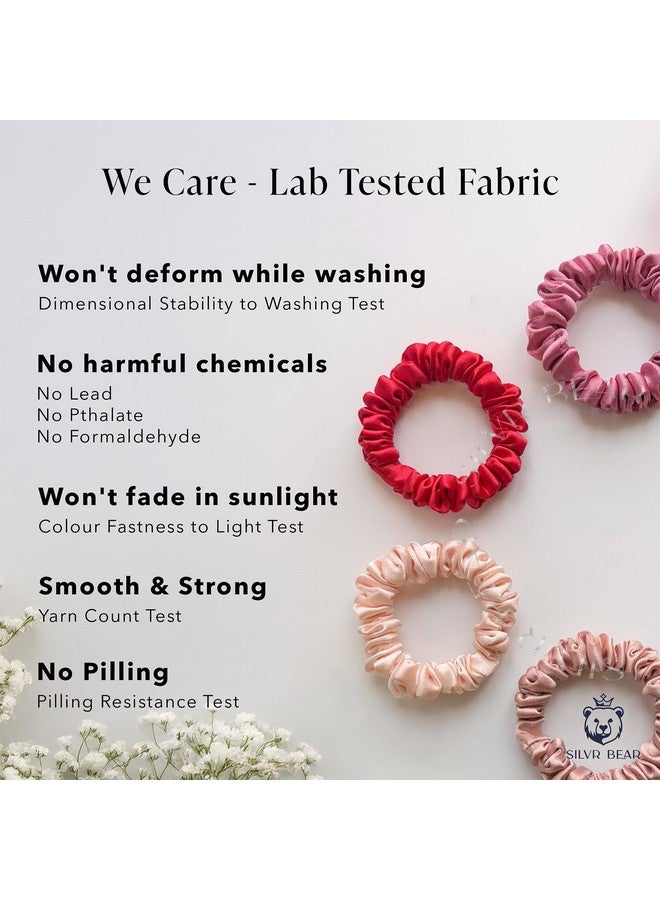 SILVR BEAR Luxury Satin Scrunchies, Satin Hair Ties for Thick, Thin & Curly Hair, Scrunchies for Women, Girls & Men Softer than Silk Hair Ties (Skinny Rose) - Image 5