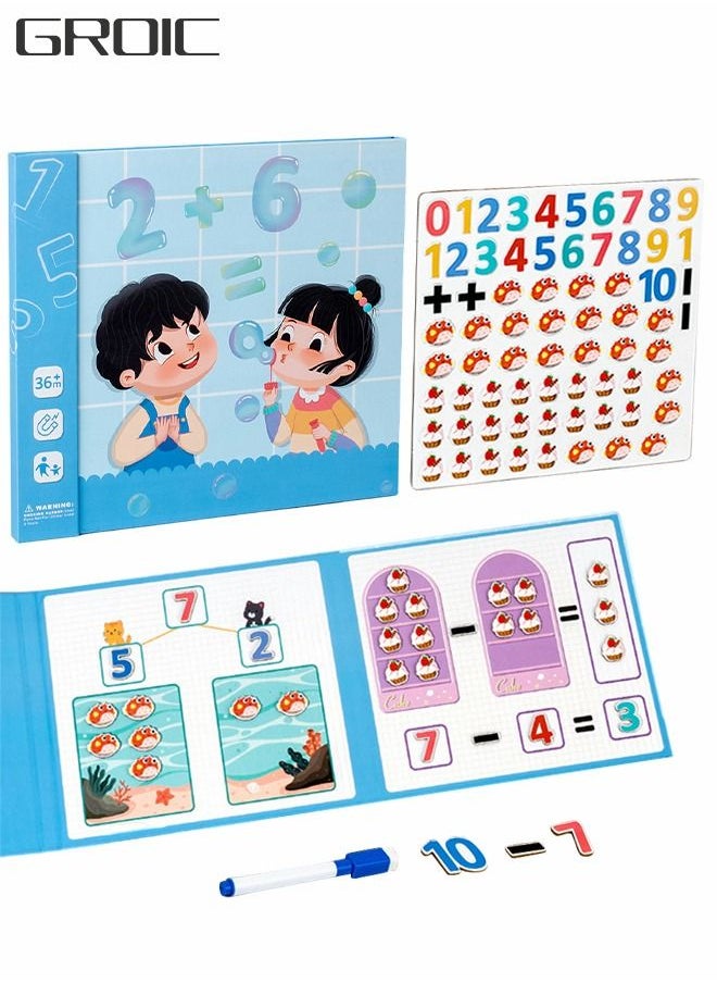 GROIC - Learning Kit Preschool Magnetic Busy Book, 2-in-1 Number Decomposition Teaching AIDS, Mathematics Addition and Subtraction Teaching Tools Fine Motor Skills Learning Book Toy - Image 1