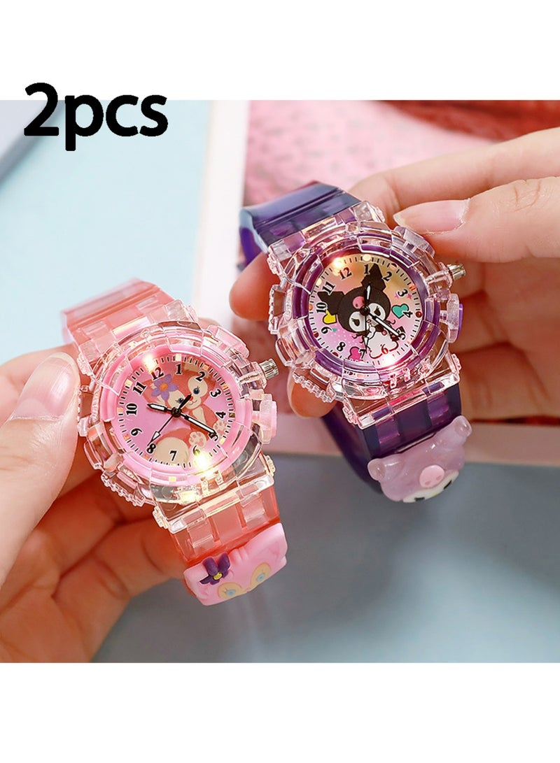 Haoyou 2 Pcs Kids Watches,3D Lovely Cartoon Digital Sport Watch Silicone Wristwatches Best Gift for 3-11 Year Old Girls Boys,Time Teaching Easy to Read Time Clearly at Night - Image 1
