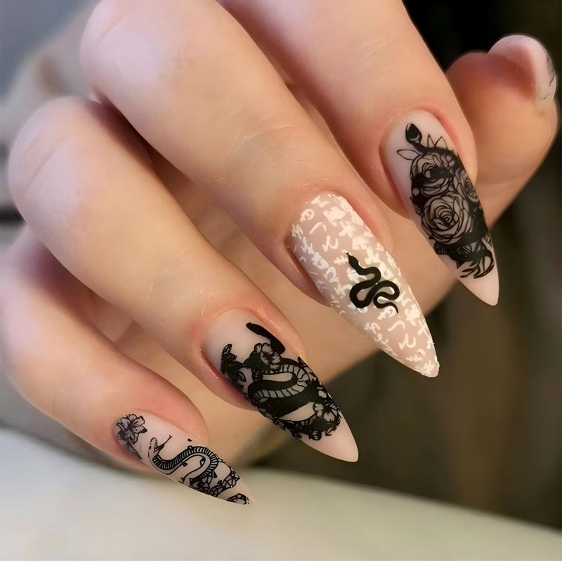 Gothic Snake Rose Reusable Press-On Nail Set - Style 535 - Image 2