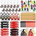Jecery 84 Pcs Ninja Party Favors Include 12 Stretchy Flying Ninjas 24 Mini Ninja Figurines 12 Ninja Silicone Wristbands 12 Ninja Keychains 12 Red and Black Organza Bags and 12 Gift Tags for Birthday - Image 3