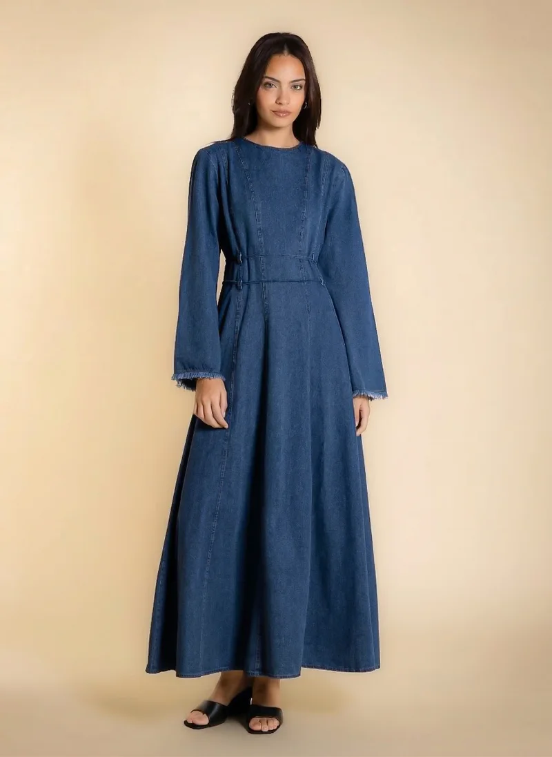 شايبس DETAILED DENIM MIDI DRESS