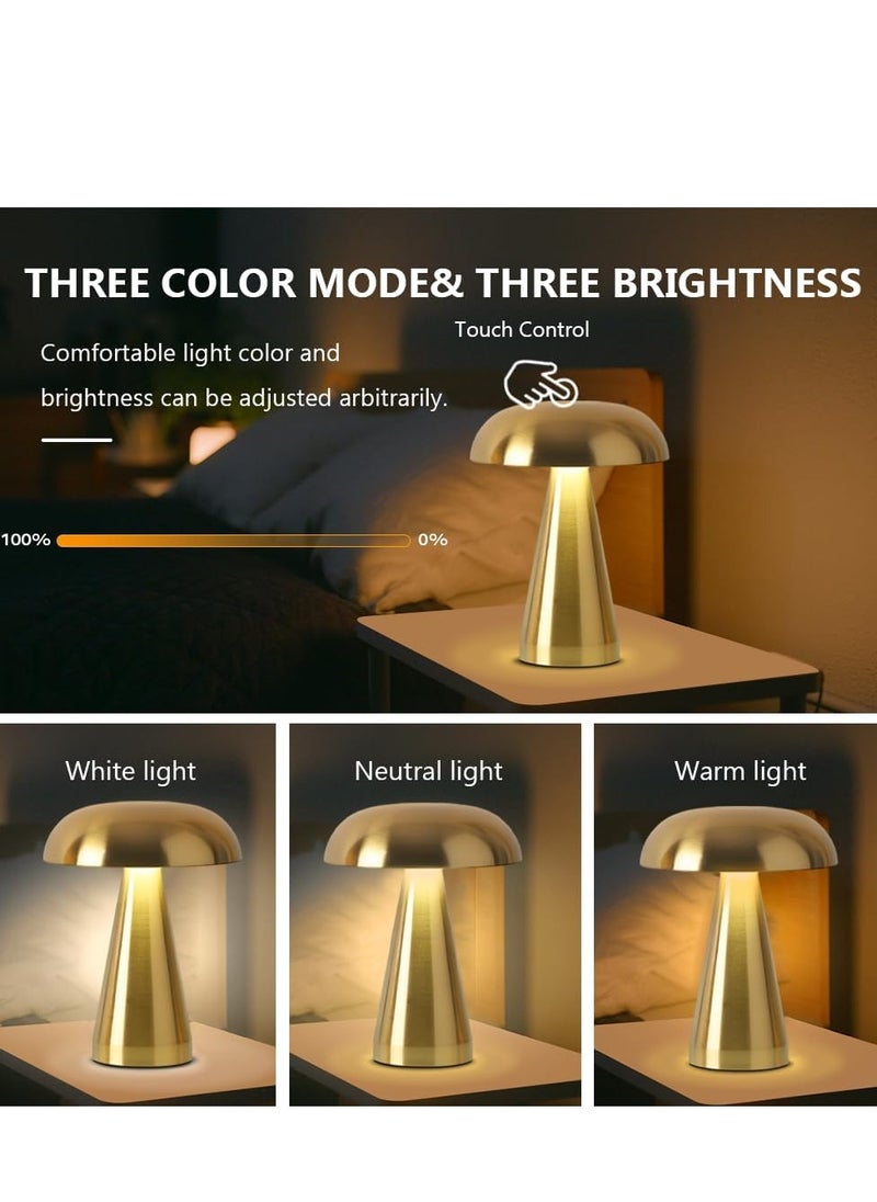 Generic LED Cordless Table Lamp, Rechargeable Battery  3 Level Brightness Night Light, for Bedroom Living Room Dorm Study Desk Lamp,Gold  - Image 2