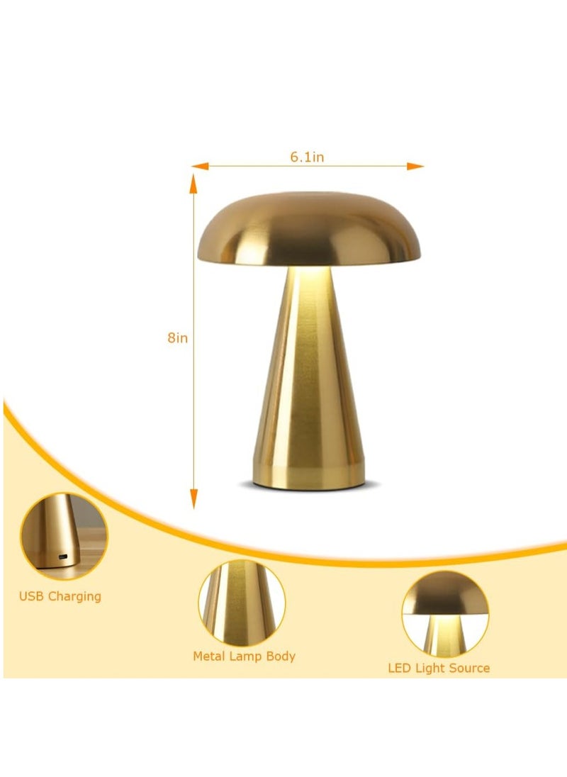 Generic LED Cordless Table Lamp, Rechargeable Battery  3 Level Brightness Night Light, for Bedroom Living Room Dorm Study Desk Lamp,Gold  - Image 3