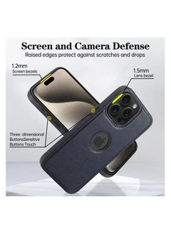 Mikki iPhone 15 Pro Max Case, Vegan Leather Protective Case for Apple iPhone 15 Pro Max, Luxury, Elegant and Beautiful Design Cover, Non-Slip Vintage Looking Perfect Stitching Leather Case (Royal Blue)  - Image 4
