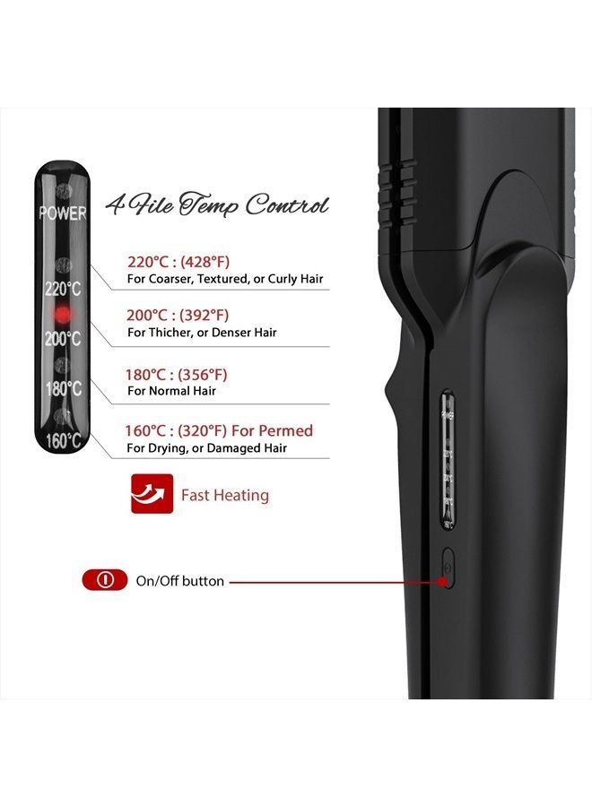 Pulla Hair Straightener and Crimper - 4 in 1 Tourmaline Ceramic Flat and Curling Iron for Hair Styling with Adjustable Temperature - Salon High Heat 320°F - 430°F for All Hair Types - Image 4