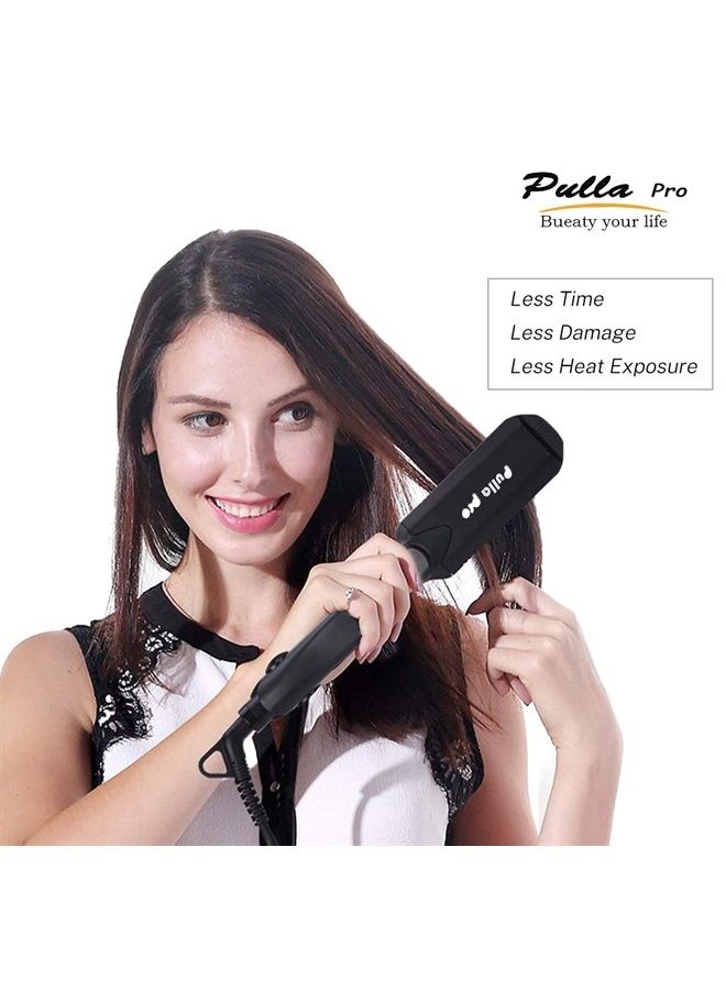 Pulla Hair Straightener and Crimper - 4 in 1 Tourmaline Ceramic Flat and Curling Iron for Hair Styling with Adjustable Temperature - Salon High Heat 320°F - 430°F for All Hair Types - Image 2