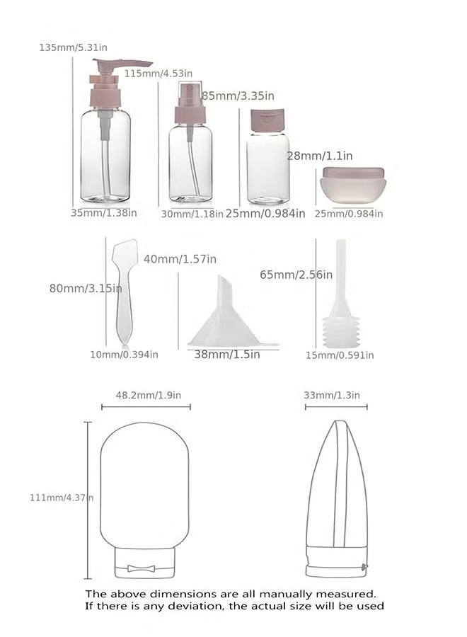11pcs Travel Bottles Set With Toiletry Bag For Empty Refillable Travel Size Containers With Storage Bag