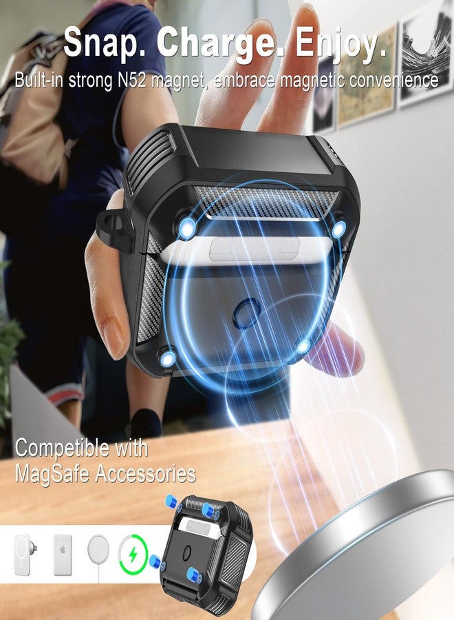 روفونجوانجو جراب حماية متوافق مع سماعات AirPods Pro من الجيل الثالث من RFUNGUANGO، مزود بحامل للهاتف، ووظيفة تثبيت مغناطيسية خلفية، مناسب لسماعات AirPods Pro 3، بتصميم مموه ثلجي. - Image 3