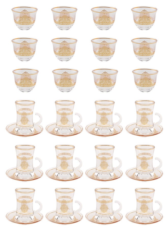 جوزيل طقم أكواب شاي وقهوة زجاجي مكون من 18 قطعة شفاف/ذهبي، يخدم 12 شخص - Image 1