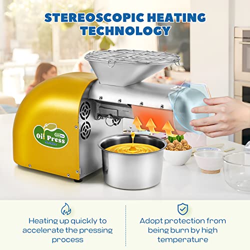 Luzrise 1800W Oil Press Machine Nut Seeds Oil Extractor Cold& Hot Press Machine (Temperature Control 122℉-572℉, Extended Rod, 13-19LBS/H, Lower Noise, For Coconut, Cocoa Beans, Avocado, Amaranth Seed) - Image 4