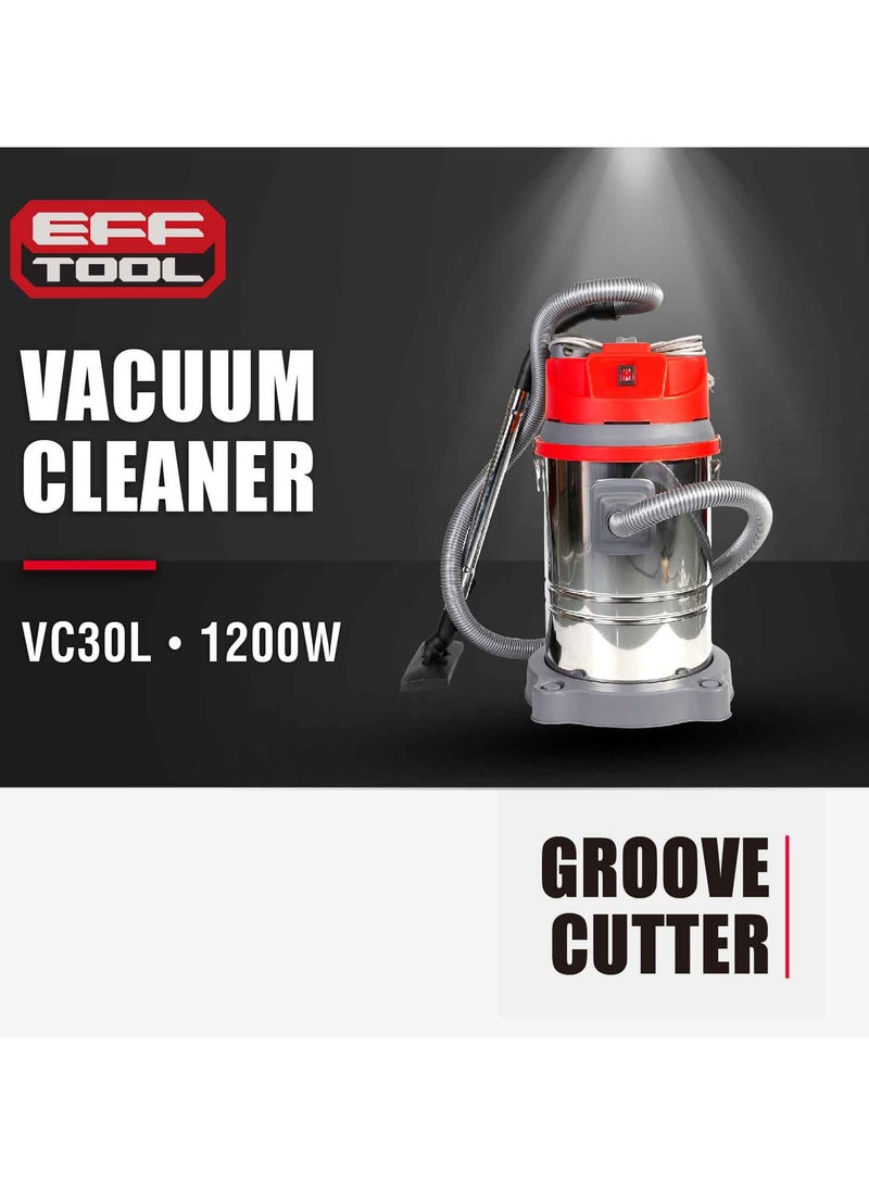 EFFTOOL Vacuum Cleaner 30 L 1200W Stainless Steel Tank  for Hard Floor & Carpet Multipurpose Wet & Dry  - Image 3