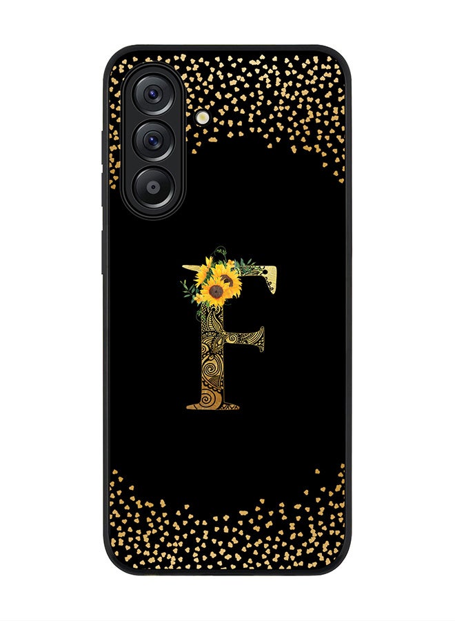 Stylizedd غطاء لهاتف سامسونج جالاكسي A56 5G، حماية كاميرا نحيفة، غطاء هاتف مضاد للصدمات - مونوغرام زهور مخصص - F (أسود) - Image 1