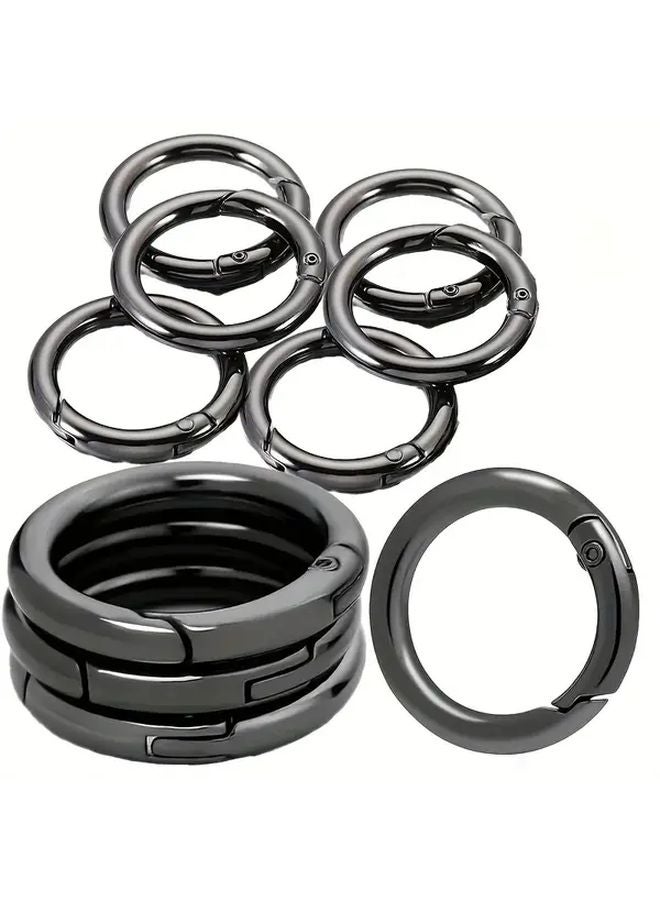 10Pcs Black Zinc Alloy Spring O Rings Snap Hooks For Wallets Handbags Belt DIY - Image 1