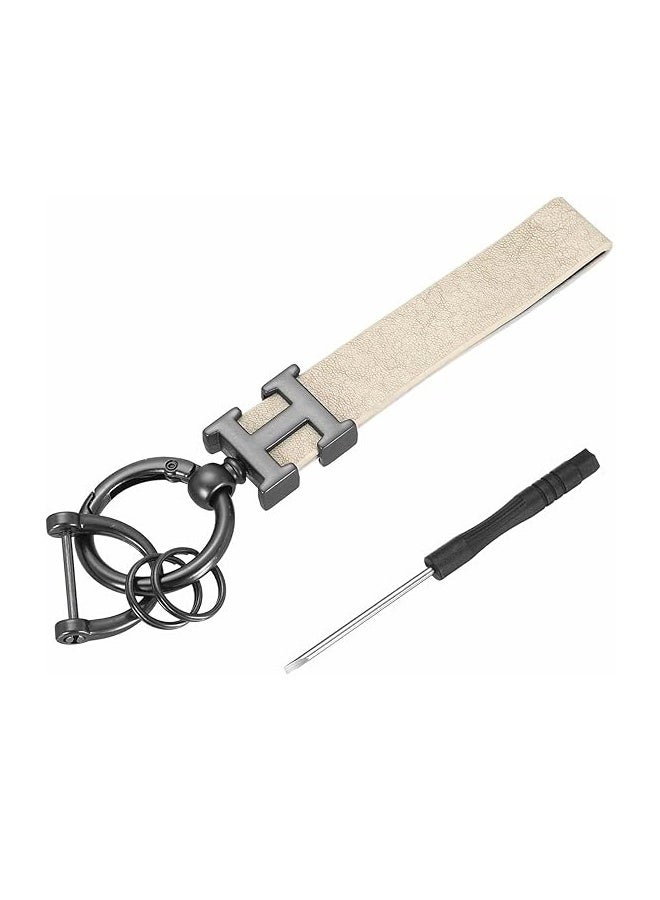 Car Key Chain Ring Clip Leather Key Fob Wristlet Keychain with Anti-Lost D Ring Keyring Fit for Home Car - Image 1