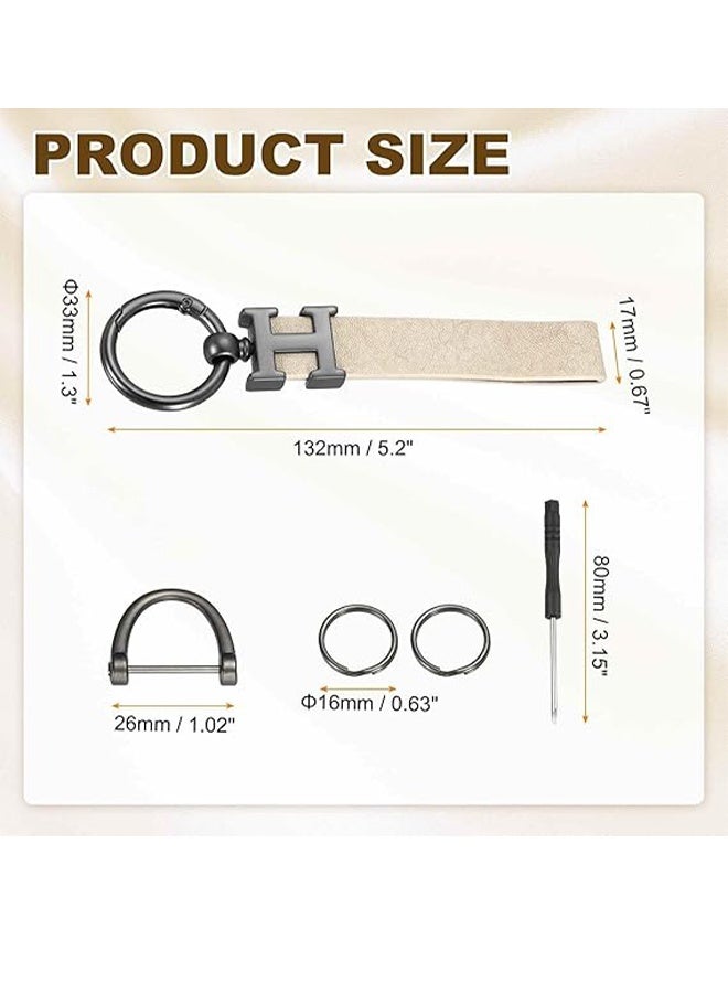 Car Key Chain Ring Clip Leather Key Fob Wristlet Keychain with Anti-Lost D Ring Keyring Fit for Home Car - Image 3
