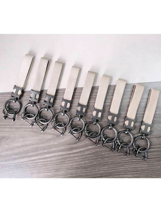 Car Key Chain Ring Clip Leather Key Fob Wristlet Keychain with Anti-Lost D Ring Keyring Fit for Home Car - Image 4