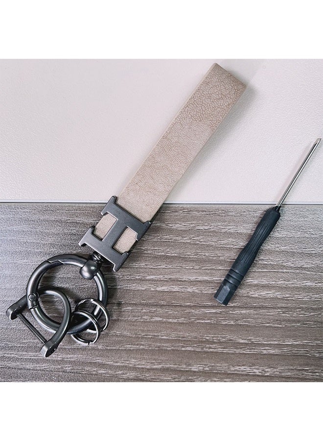 Car Key Chain Ring Clip Leather Key Fob Wristlet Keychain with Anti-Lost D Ring Keyring Fit for Home Car - Image 2