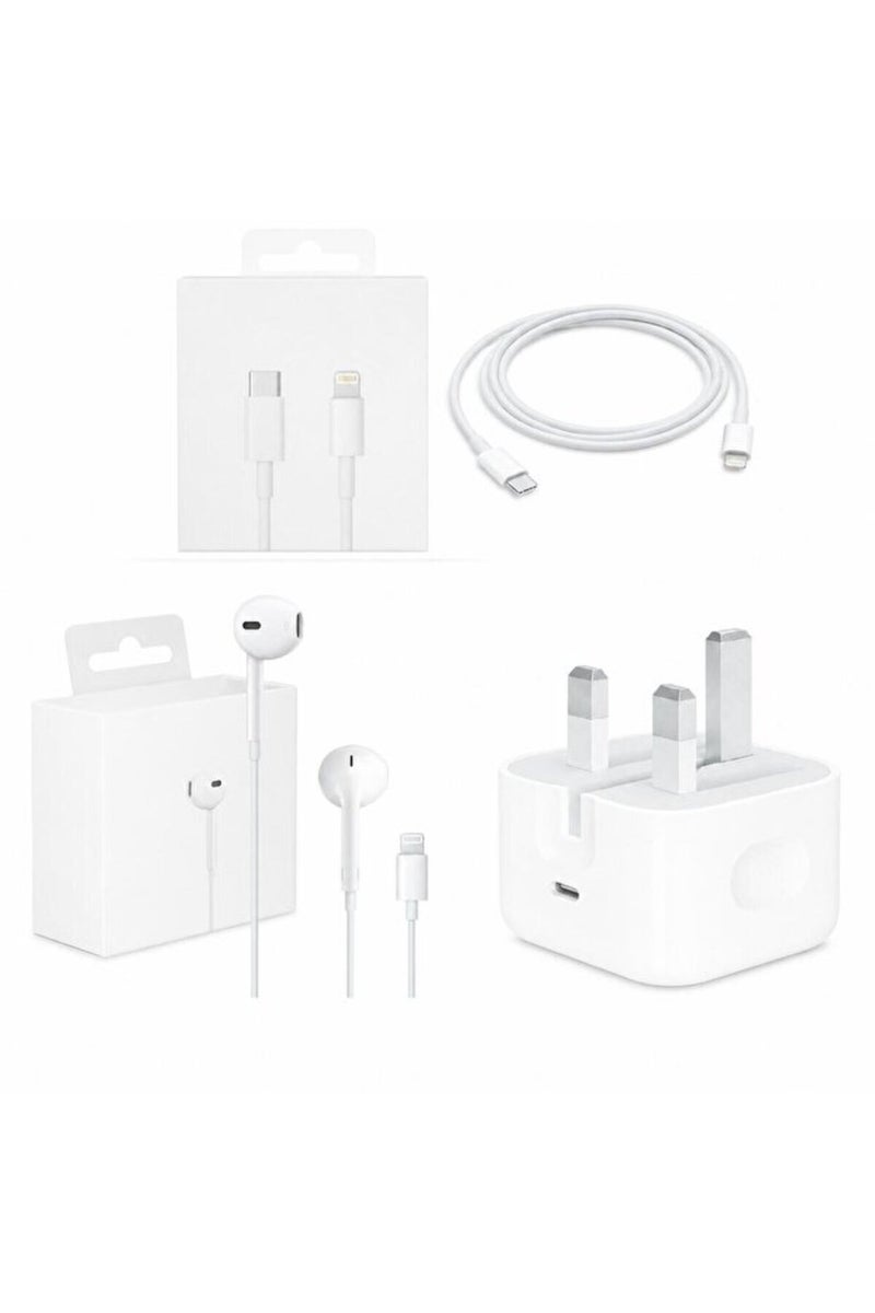 بيونيك مجموعة ملحقات الجوال 3 في 1 – محول طاقة USB-C بقدرة 20 واط + كابل USB-C إلى Lightning بطول 1 متر + سماعات Lightning مجموعة ملحقات الجوال 3 في 1 – محول طاقة USB-C بقدرة 20 وا�� + كابل USB-C إلى Lightning بطول 1 متر + سماعات Lightning - Image 1