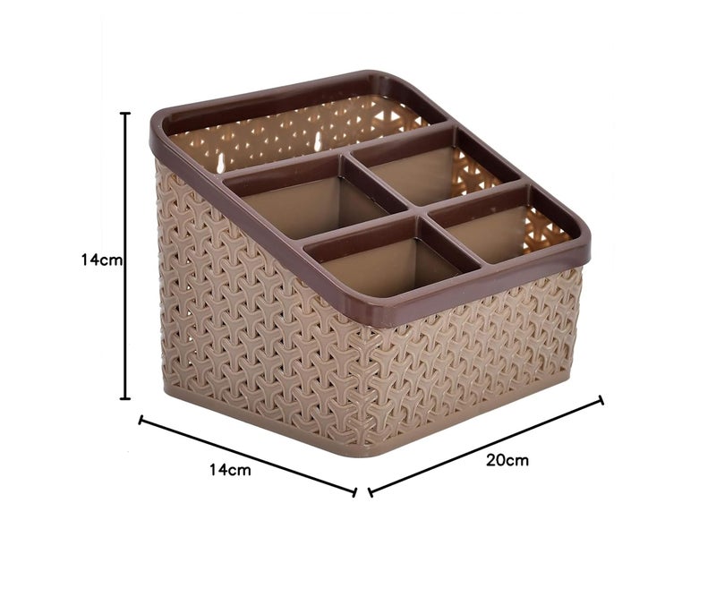Kuber Industries Heart Home Plastic Multi-Purpose Large Size Compact Desk Storage Organizer Stationary Box for Case Pen Pencil Holder, Plastic Cosmetics, Make Up Organizer Container(Brown)- HEART7337  - Image 2