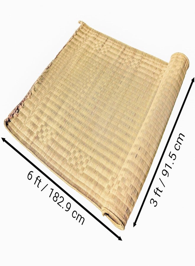 ORRIC Handmade Double Layered chatai madur kusha Grass mat korai pai Organic Yoga mat as Floor mat (36 x 72) - Image 2