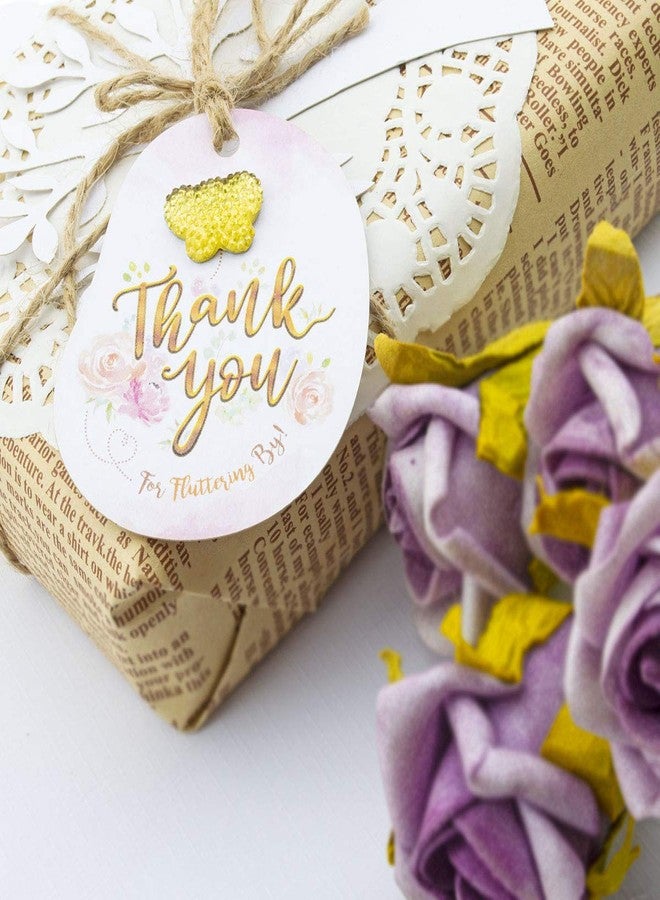 Summer-Ray.com Summer-Ray 50pcs Floral Theme Baby Shower Thank You for Fluttering by Favor Tags with Mixed Color Butterfly Rhinestone - Image 5