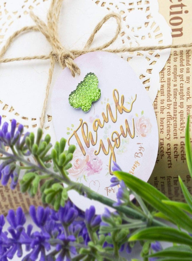 Summer-Ray.com Summer-Ray 50pcs Floral Theme Baby Shower Thank You for Fluttering by Favor Tags with Mixed Color Butterfly Rhinestone - Image 4