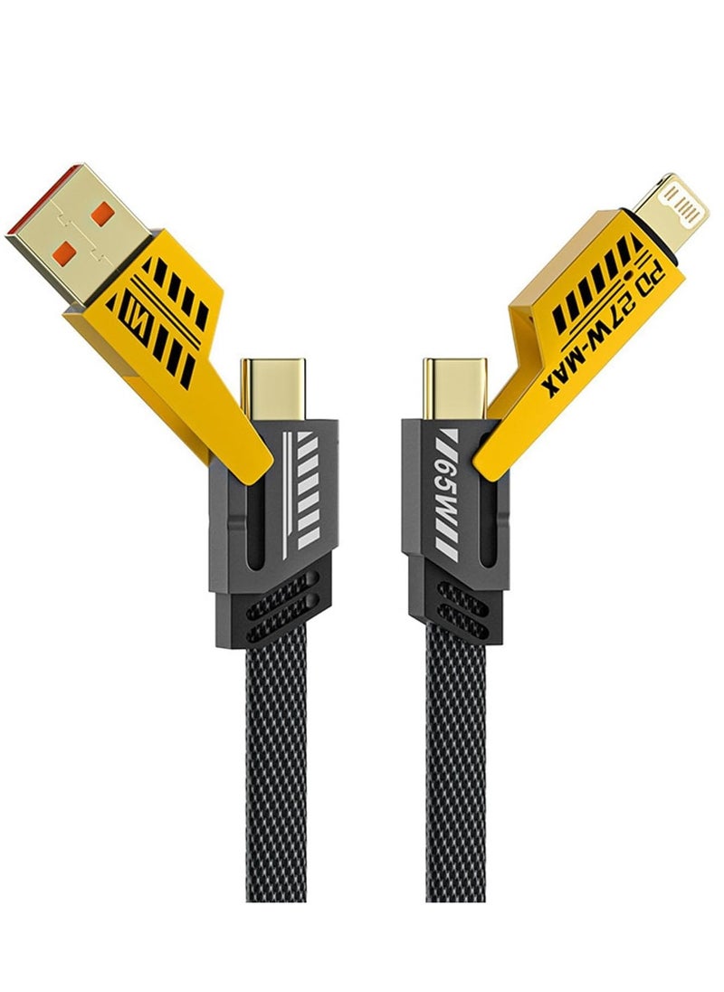ELTRAZONE - 4 in 1 Convertible Metal Fast Data Cable, Braided Cable 65W 3.9ft USB C USB A, Multiple Charging Cable for iPhone/iPad/MacBook Pro/Airpods/Samsung/Android (1.2M) - Image 1