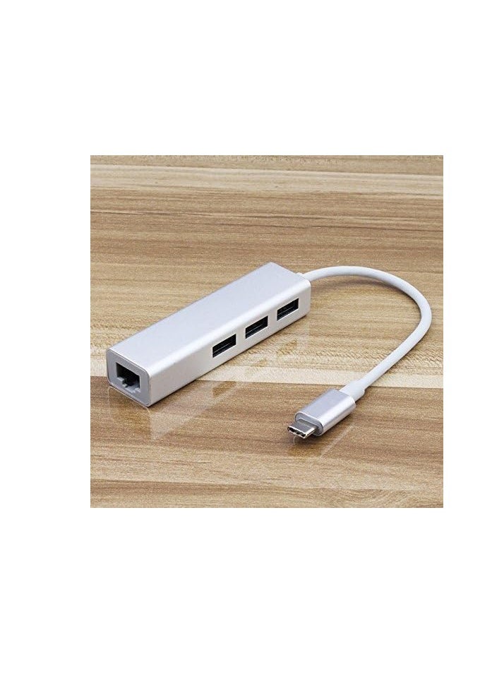 Generic - USB-C to 3-Port + RJ45 Adapter Type-C - Image 1