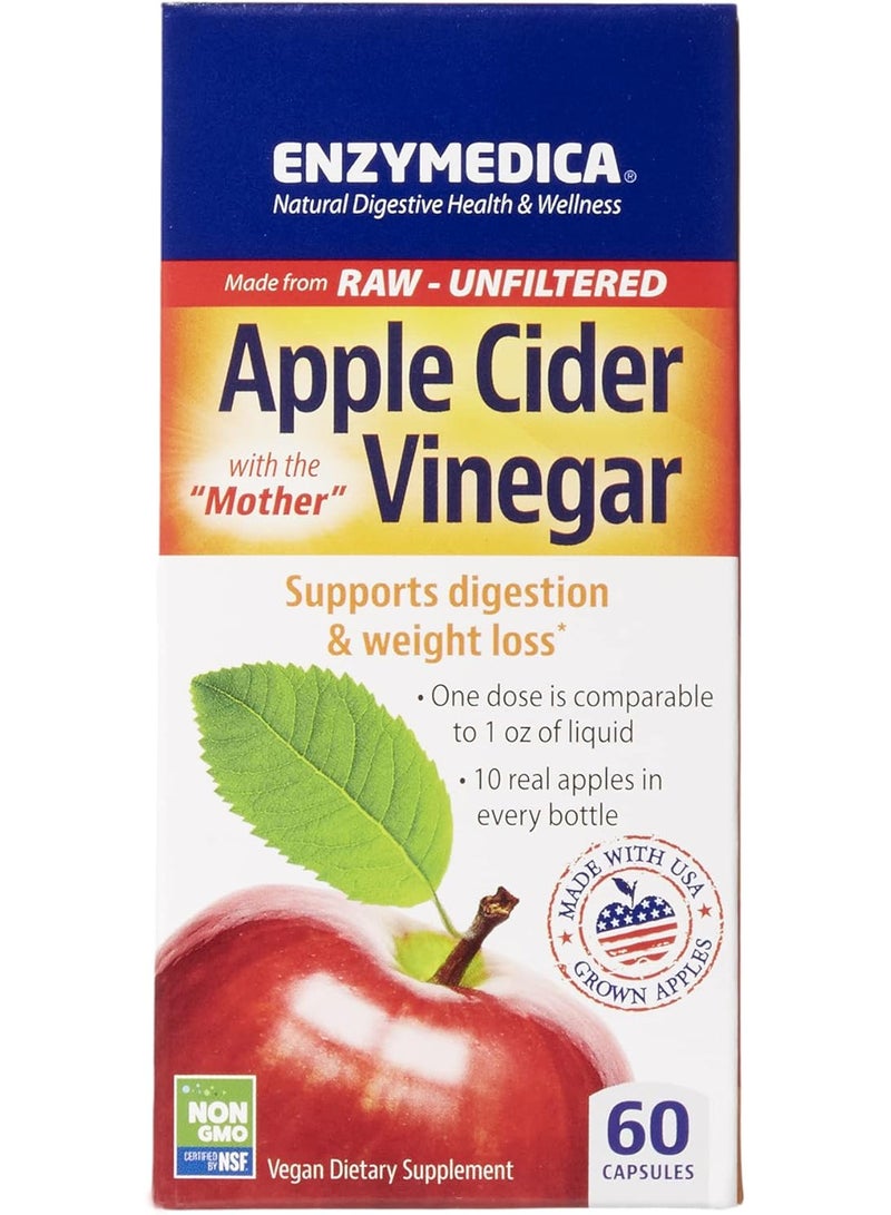 ENZYMEDICA Apple Cider Vinegar Healthy Weight and Digestive Support 60 Count - Image 1