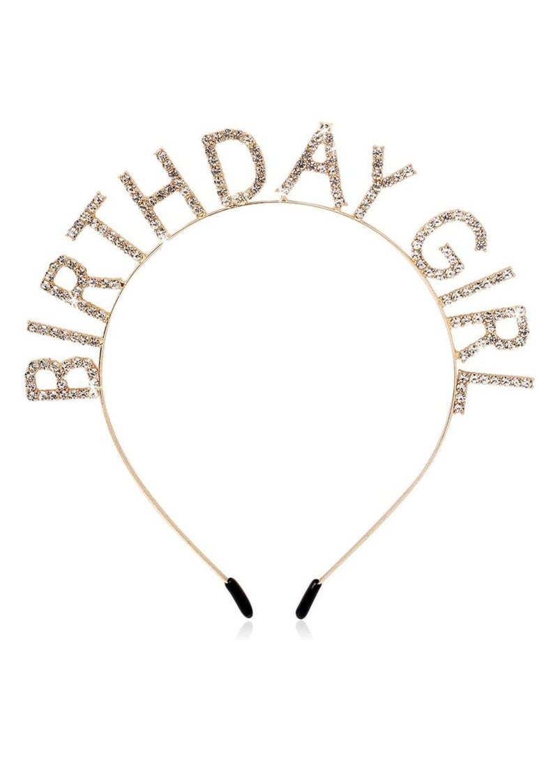 Birthday Crowns for Women Girls, Diamond Birthday Crown, Happy Birthday Headband Party Decorations Supplies Toys Gold - Image 1