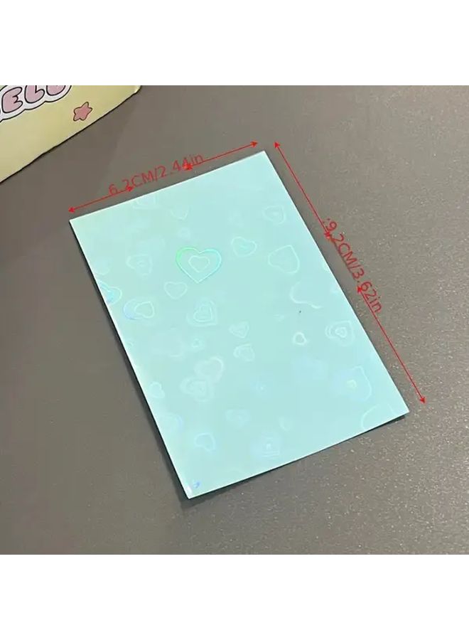 10 أكمام شفافة مزدوجة الطبقة بتصميم مستوحى من الماكارون، مع نقوش قلوب، بلون أزرق، مصنوعة من البلاستيك المتين لحماية الصور لمقتنيات صور المعبودات وبطاقات التداول، بتصميم أكمام باستيل، مقاس 2.44 × 3.62 بوصة. - Image 3