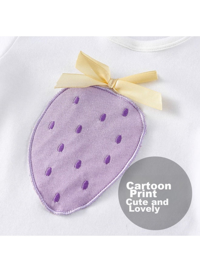 Doxiluka Duoxiluk Children's Undershirt Spring And Autumn Long-sleeve T-shirt Cartoon Outerwear Top For Boys And Girls, Purple Strawberry, Size 90 - Image 2
