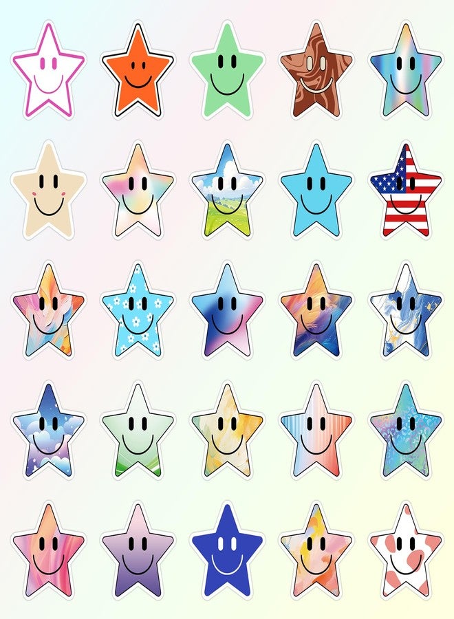 Wercokt 50PCS Smiling Star Stickers, Cute Water Bottle Stickers for Kids, for Teaching Rewards, Notebooks, Stationery, Luggage, Cartoon PVC Happy Stickers - Image 3