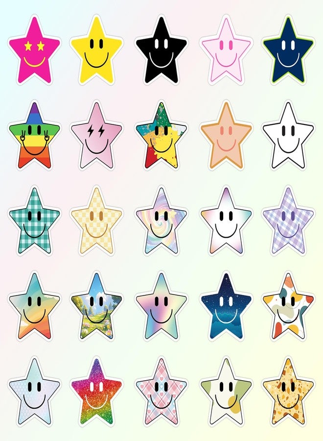 Wercokt 50PCS Smiling Star Stickers, Cute Water Bottle Stickers for Kids, for Teaching Rewards, Notebooks, Stationery, Luggage, Cartoon PVC Happy Stickers - Image 2