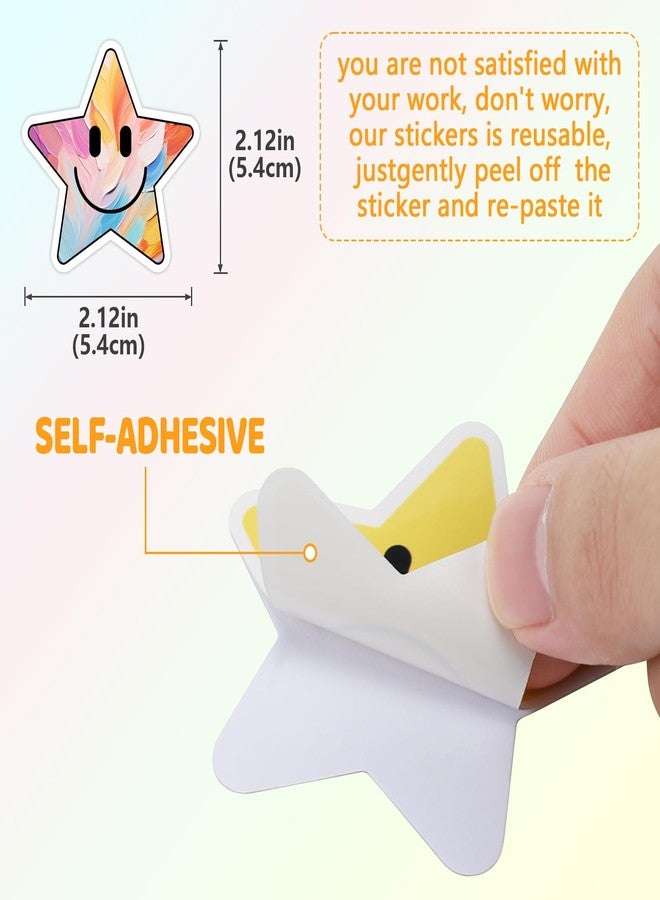 Wercokt 50PCS Smiling Star Stickers, Cute Water Bottle Stickers for Kids, for Teaching Rewards, Notebooks, Stationery, Luggage, Cartoon PVC Happy Stickers - Image 4