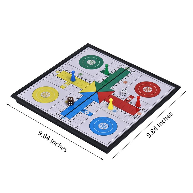 Quadpro Magnetic Ludo Board Game Set with Folding Board Classic Travel Games for Kids and Adults - 9.84 Inches - Image 2
