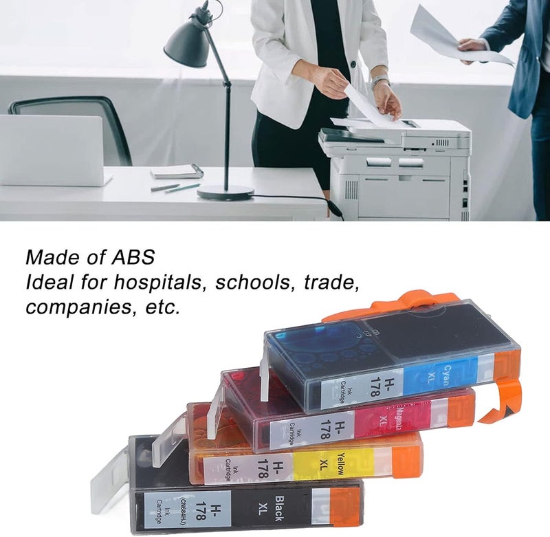 High Capacity ABS Material 4 Pack Ink Cartridge Set, Black Cyan Magenta Yellow, Compatible with Photosmart C6380 C5380 7510 7515 B109a B110a Deskjet 3070A 3520 and Officejet 4620 (BK C M Y 4 Colors) - Image 5