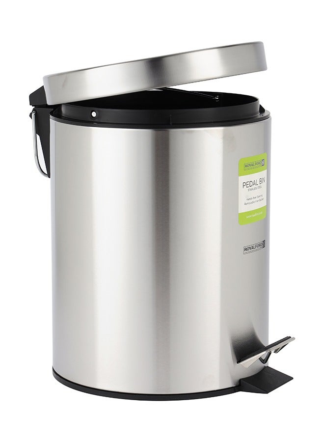 Royalford 20 Litre Stainless Steel Pedal Bins RF12092 Round Hands Free Kitchen Garbage Trash Bins Soft-Close Lid Silver - Image 5