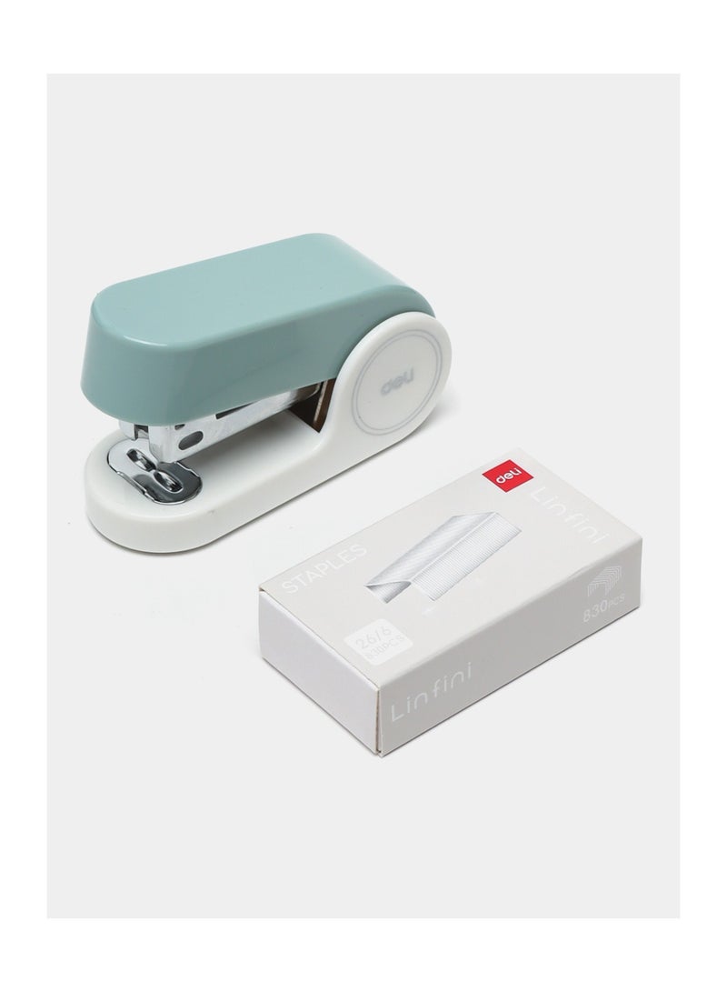 Deli 1-Piece Mini Stapler With A Pack Of Pins Green  - Image 2