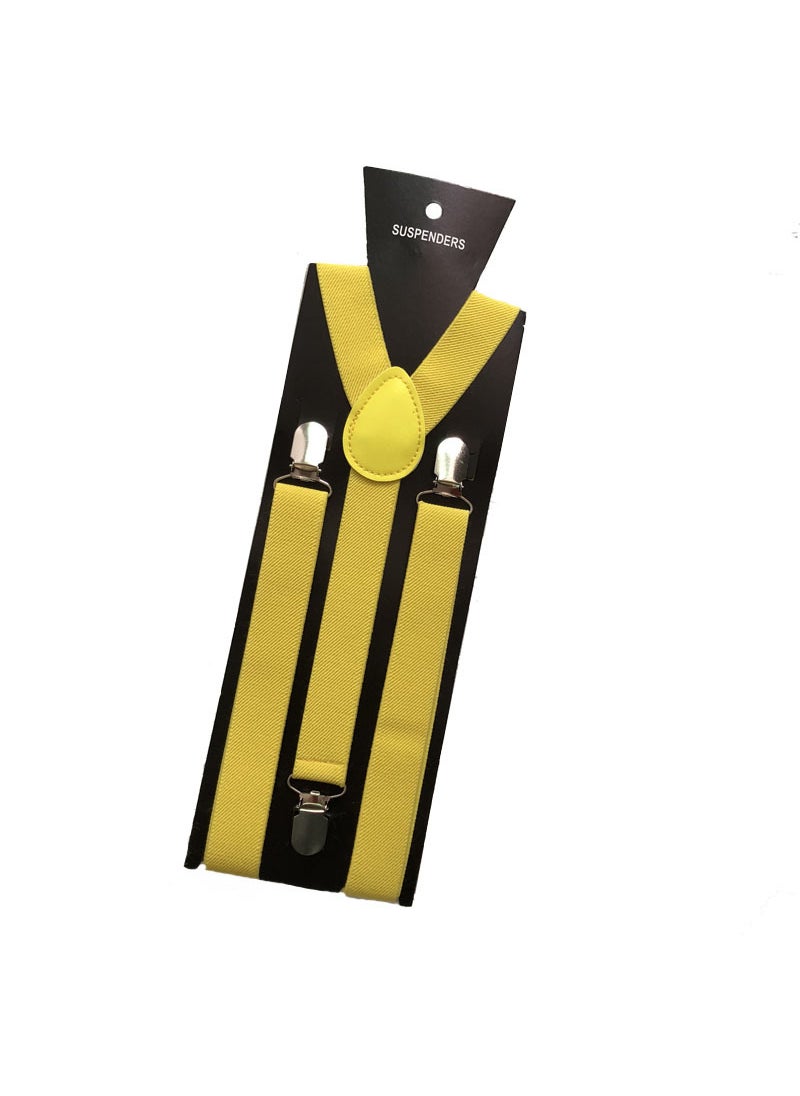 Generic 2.5 Multi-color Unisex Suspenders High-Elasticity Clips Light yellow 