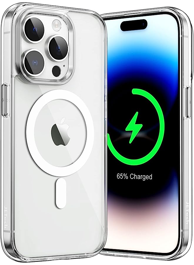 Magnetic Case For Iphone 14 Pro 6.1-Inch Compatible With Magsafe Wireless Charging, Shockproof Phone Bumper Cover, Anti-Scratch Clear Back (Clear)