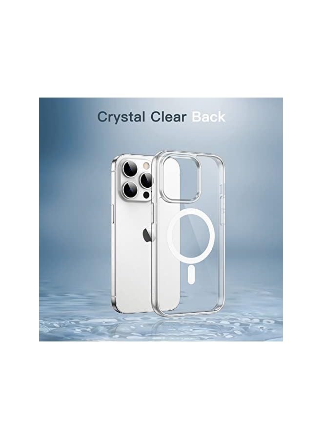 Magnetic Case For Iphone 14 Pro 6.1-Inch Compatible With Magsafe Wireless Charging, Shockproof Phone Bumper Cover, Anti-Scratch Clear Back (Clear)