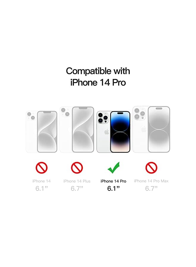 Magnetic Case For Iphone 14 Pro 6.1-Inch Compatible With Magsafe Wireless Charging, Shockproof Phone Bumper Cover, Anti-Scratch Clear Back (Clear)